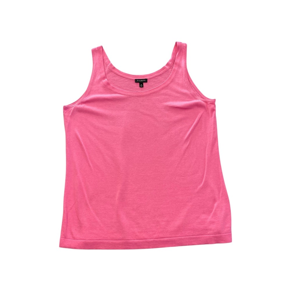 Talbots Pink Cotton Rayon Tank Top Size M Sleeveless Scoop Neck Knit